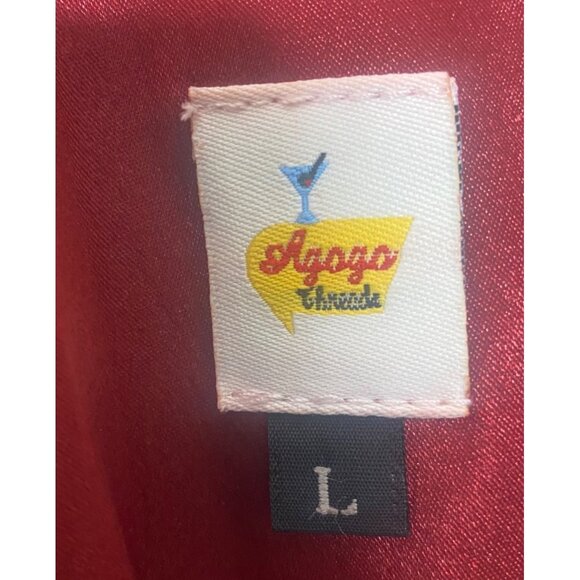 Agogo Threads Babydoll Maxi Halter Dress Womens L Red Satin Feel Sleeveless Open - Picture 2 of 13